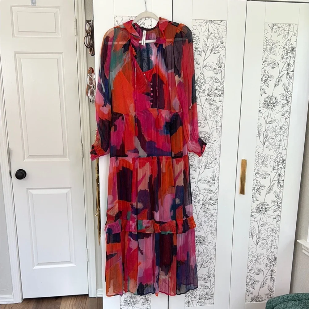 Anthropologie Marais chiffon watercolor tiered maxi dress - Picture 4 of 11